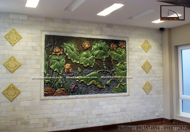 Phù điêu hoa lá sen trong thiết kế nội thất